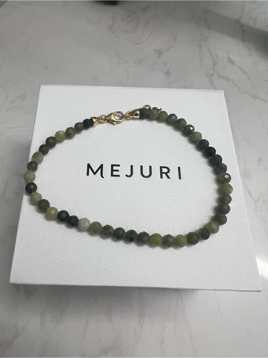 Mejuri Jewelry - Genuine Jade Bead bracelet with 18K Gold Vermeil clasp